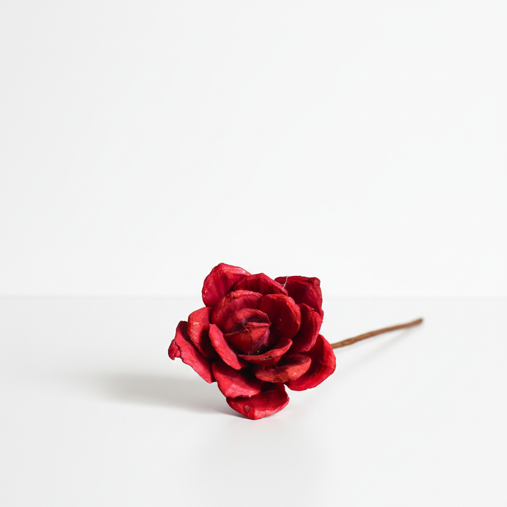 Dekorační dřevěná borovicová růže – červená